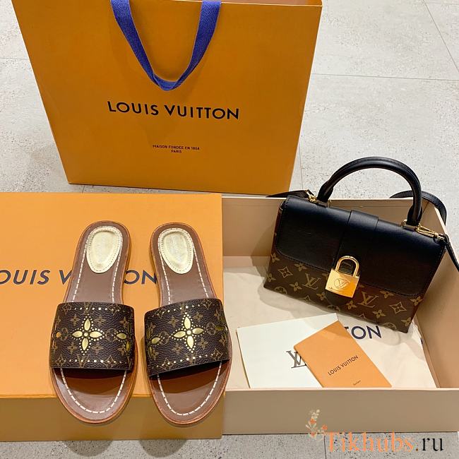 Louis Vuitton LV Lock It Flat Mules Brown - 1