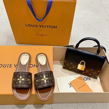 Louis Vuitton LV Lock It Flat Mules Brown