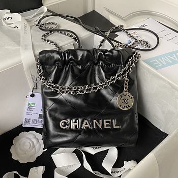 Chanel 22 Handbag Black Silver 20x19x6cm