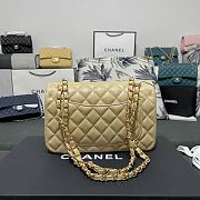 Chanel Flap Bag Beige Lambskin Gold 23cm - 5