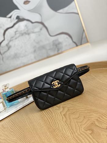 Chanel Quilted Leather Waist Belt Bag Black 18x3.5x12cm