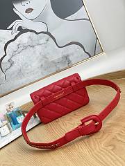 Chanel Quilted Leather Waist Belt Bag Red 18x3.5x12cm - 5