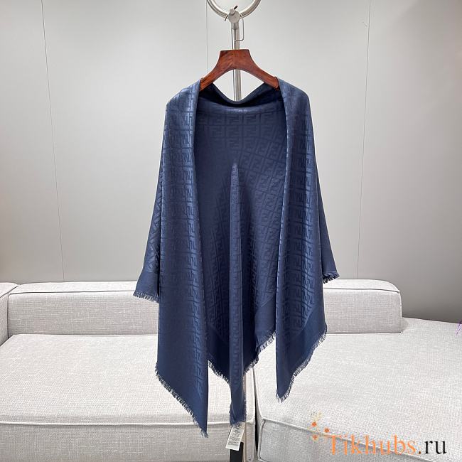 Fendi FF Shawl Dark Blue Organic Silk 140x140cm - 1