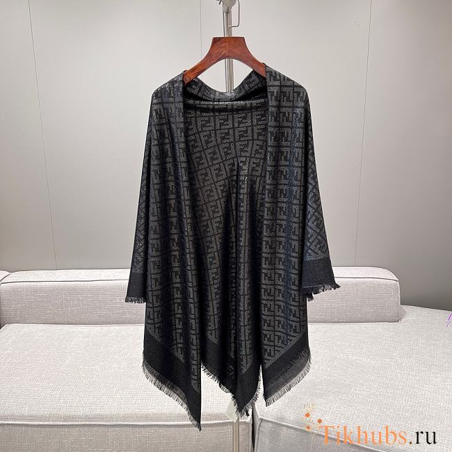 Fendi FF Shawl Black Organic Silk 140x140cm - 1