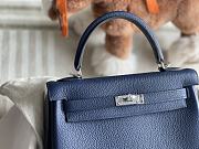 Hermes Kelly 25 Togo Silver Navy Blue Bag 25cm - 5