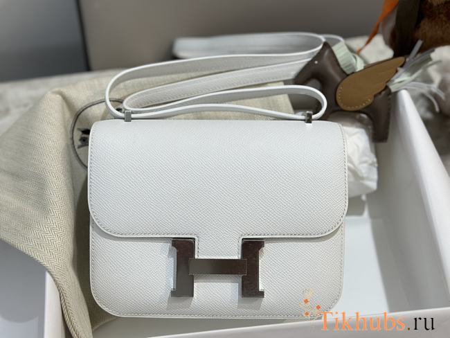 Hermes Constance Bag White Epsom Silver 19cm - 1