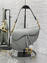 Dior Saddle Bag With Strap Grey Calfskin 25.5x20x6.5cm  - 1