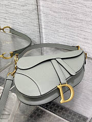 Dior Saddle Bag With Strap Grey Calfskin 25.5x20x6.5cm  - 5