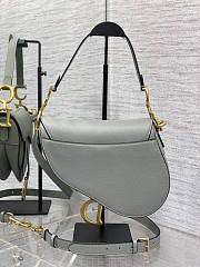 Dior Saddle Bag With Strap Grey Calfskin 25.5x20x6.5cm  - 4
