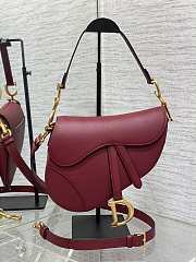 Dior Saddle Bag With Strap Red Calfskin 25.5x20x6.5cm - 1