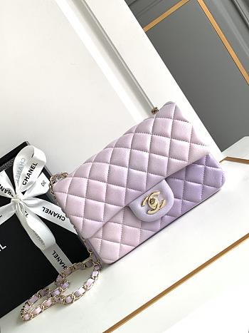 Chanel Small Flap Bag Multicolor Purple Lambskin 20cm