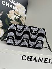 Chanel Flap Sequin Chain Shoulder Bag Black White 25cm - 6