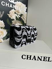 Chanel Flap Sequin Chain Shoulder Bag Black White 25cm - 5