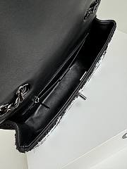 Chanel Flap Sequin Chain Shoulder Bag Black White 25cm - 2