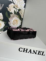 Chanel Flap Sequin Chain Shoulder Bag Black Pink 25cm - 3