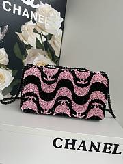 Chanel Flap Sequin Chain Shoulder Bag Black Pink 25cm - 2