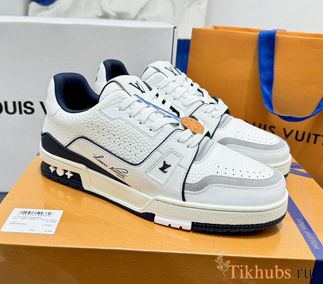 Louis Vuitton LV Trainer White Navy Blue Sneaker - 1