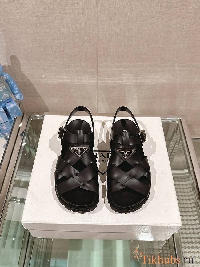 Prada Crisscross Rubber Sandals Black - 1