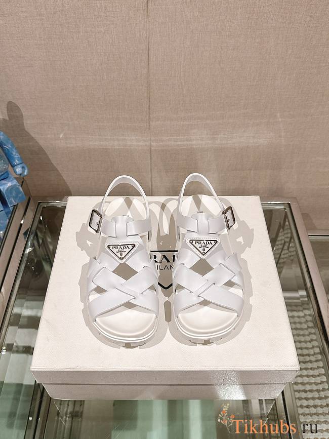 Prada Crisscross Rubber Sandals White - 1