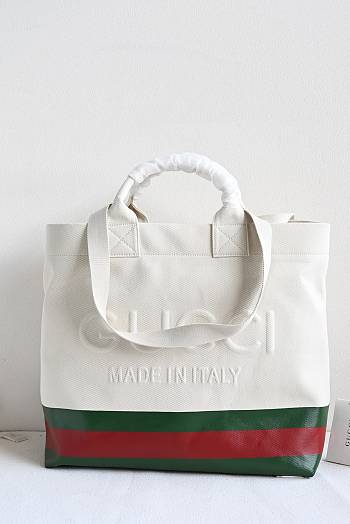 Gucci Canvas Tote Bag With Embossed White 40x38x17cm