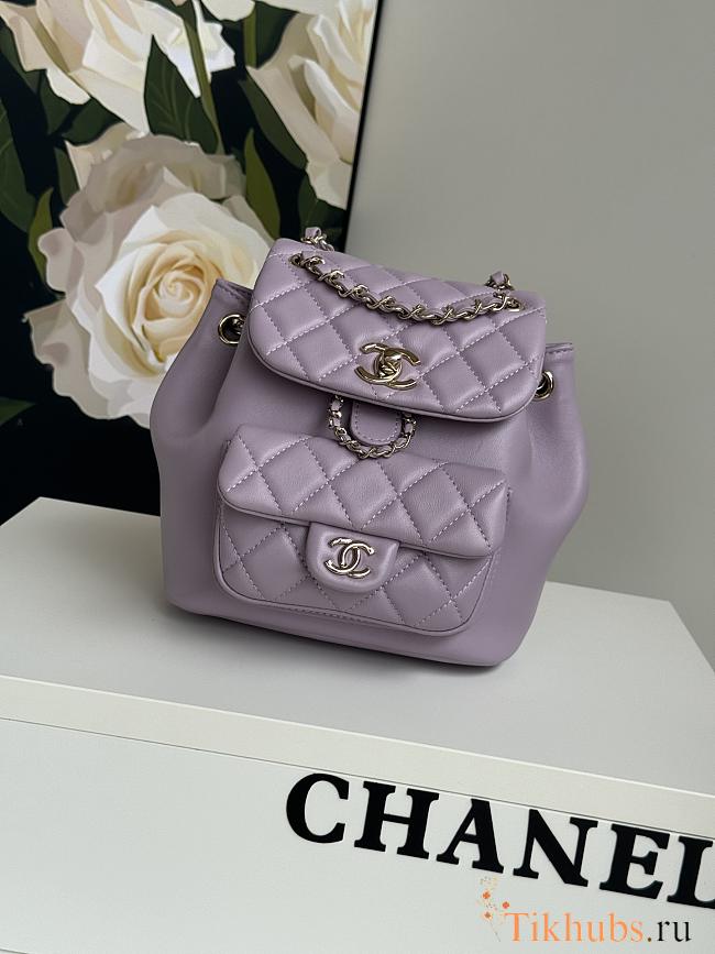 Chanel Backpack Purple Gold Hardware 18x18x12cm - 1