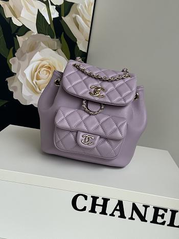 Chanel Backpack Purple Gold Hardware 18x18x12cm