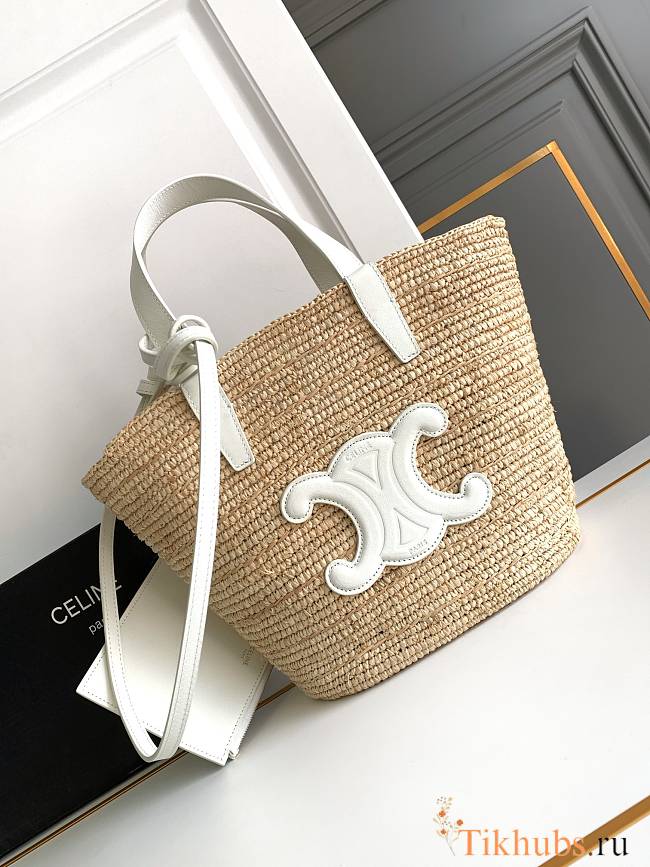 Celine Triomphe Basket Shoulder Bag White 21.5x22x13cm - 1