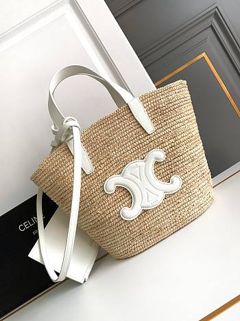 Celine Triomphe Basket Shoulder Bag White 21.5x22x13cm