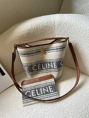 Celine 23SSteen Bucket 16 Striped Texttile 23x25x32cm  - 3
