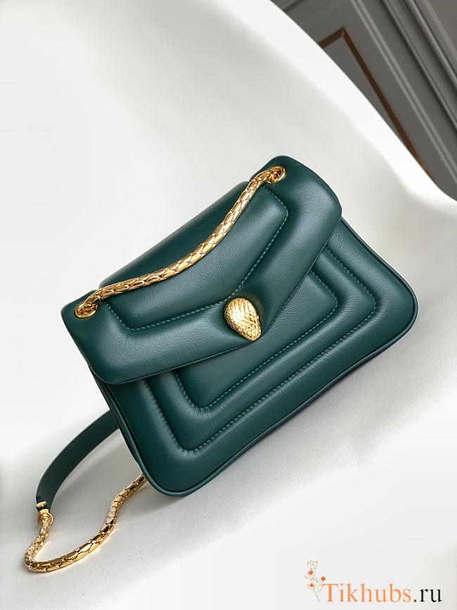 Bvlgari Serpenti Bag Calfskin Green 22.5x15x7cm - 1