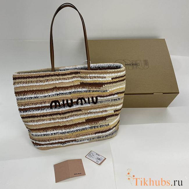 Miu Miu Crochet Tote Bag Natural 40x34x16cm - 1