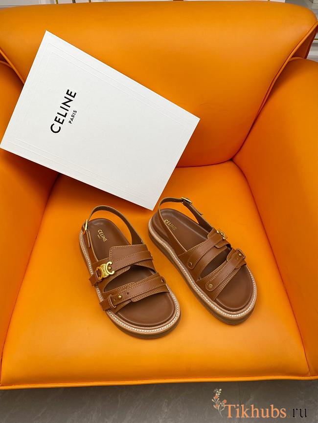 Celine Tippy Triomphe Sandal Brown - 1