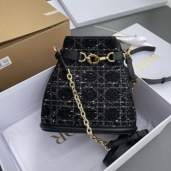 Dior Medium C'est Bag Black Tweed 24 x 10 x 24.5 cm