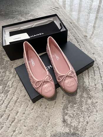 Chanel Ballerina Tweed Pink Flat