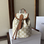 Celine Mini Backpack Folco Triomphe Canvas Calfskin White 18.5x20x10cm - 1