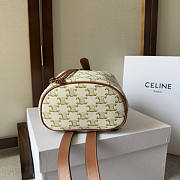 Celine Mini Backpack Folco Triomphe Canvas Calfskin White 18.5x20x10cm - 2