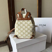 Celine Mini Backpack Folco Triomphe Canvas Calfskin White 18.5x20x10cm - 5