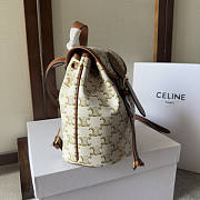 Celine Mini Backpack Folco Triomphe Canvas Calfskin White 18.5x20x10cm - 4