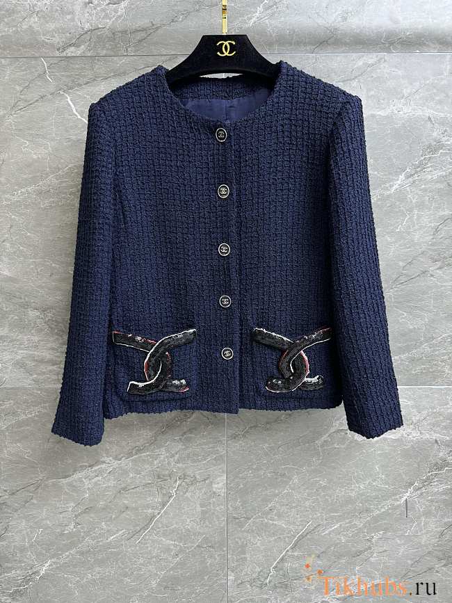 Chanel Blue Tweed Jacket - 1