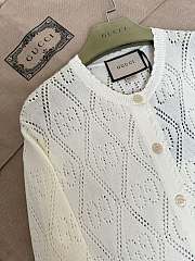 Gucci GG Wool Pointelle-Knit Cardigan - 2