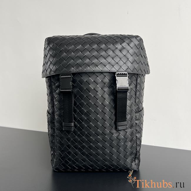 Bottega Veneta Intrecciato Flap Backpack Black 38x26x15cm - 1