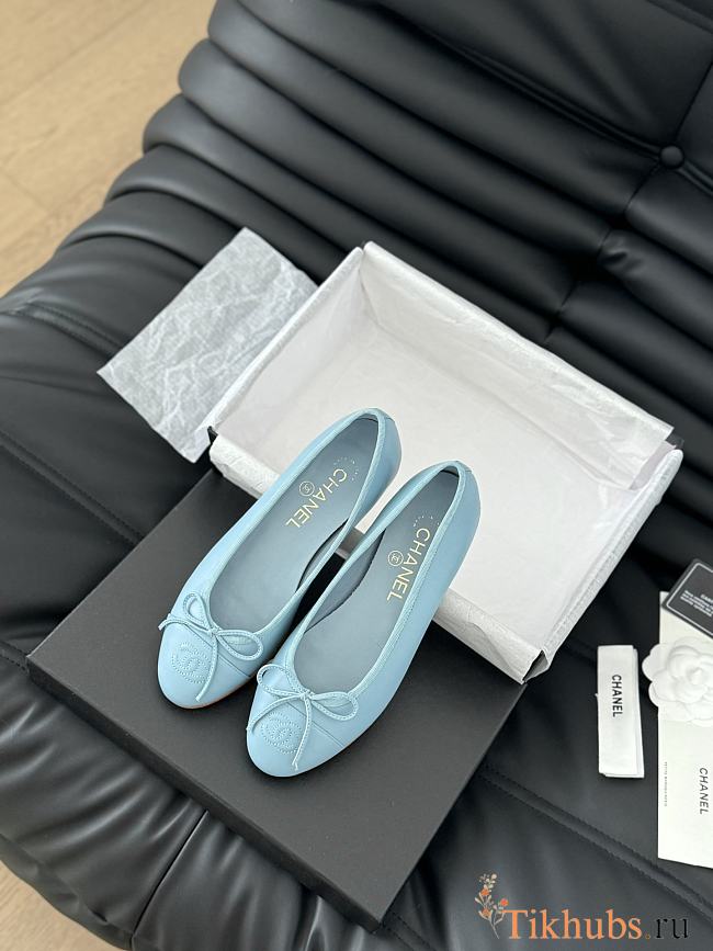 Chanel Ballerina Blue Leather Flat - 1