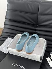 Chanel Ballerina Blue Leather Flat - 4