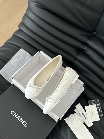 Chanel Ballerina Tweed Flat White