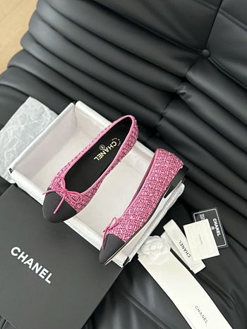 Chanel Ballerina Tweed Flat Pink 