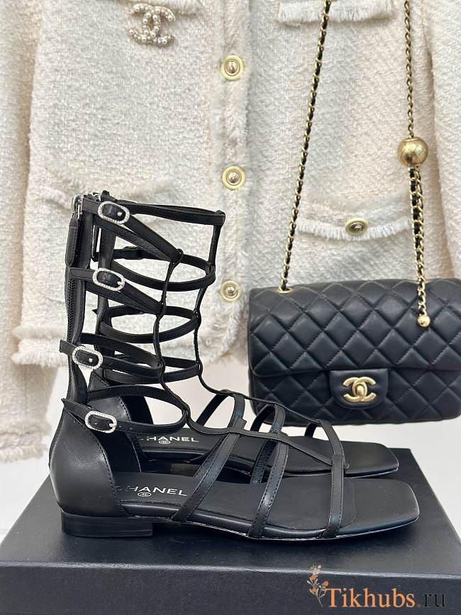 Chanel Black Leather Sandal - 1