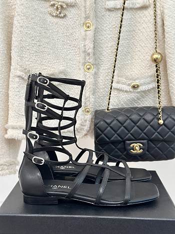 Chanel Black Leather Sandal