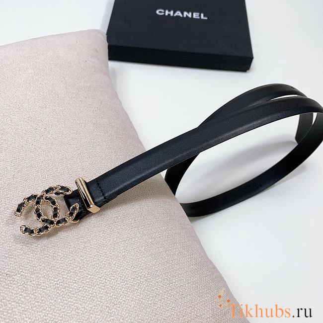 Chanel Black Gold Belt 2cm 02 - 1