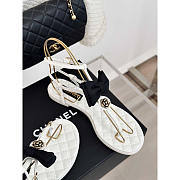 Chanel Leather Bow Sandals White - 4