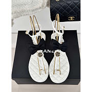 Chanel Leather Bow Sandals White - 3